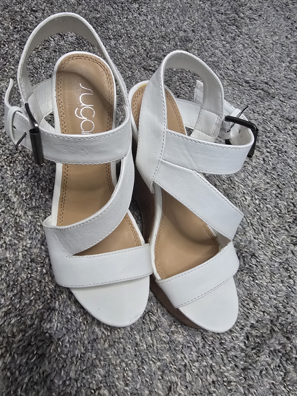 Sugar White Strappy Wedge Sandals